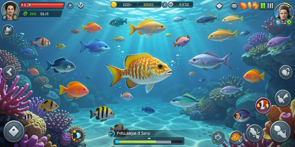 Tangkapan layar gameplay menampilkan aksi seru dalam Tembak Ikan.