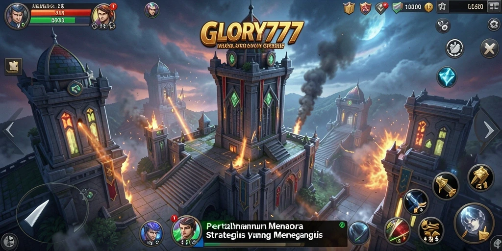 Tampilan menarik dari gameplay Tower Defense GLORY777 yang menegangkan.