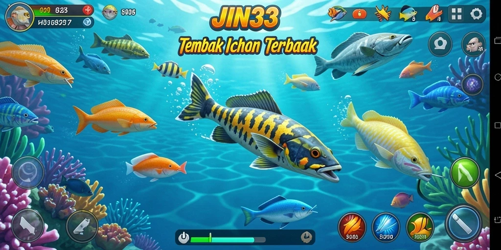 Tangkapan layar dari gameplay seru JIN33 saat menembak ikan.