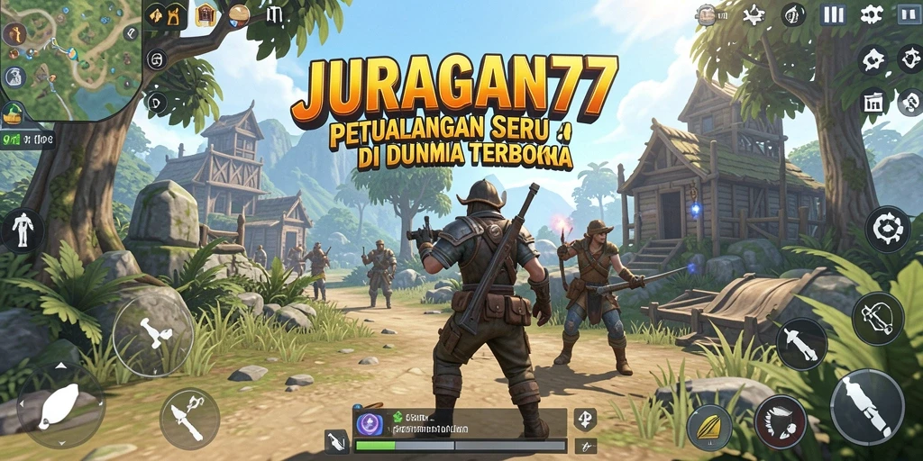Screenshot gameplay JURAGAN77 dengan dunia terbuka yang luas.