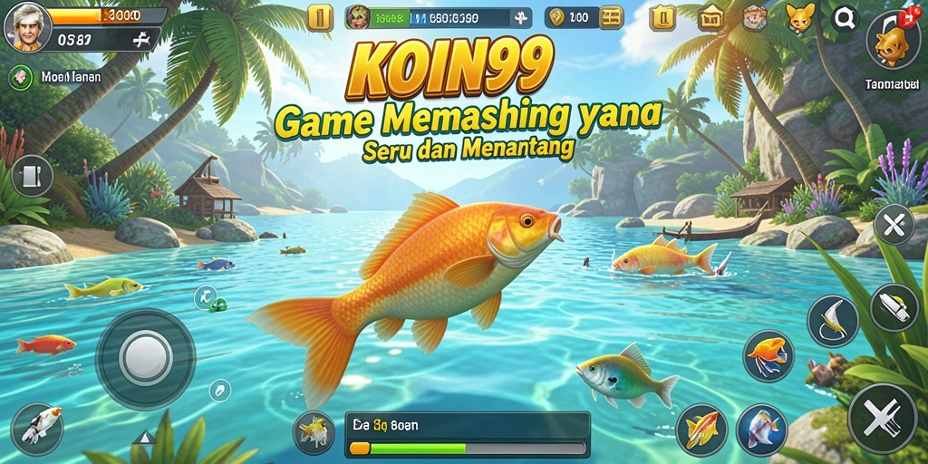 Tampilan gameplay KOIN99 dengan suasana memancing yang memikat.