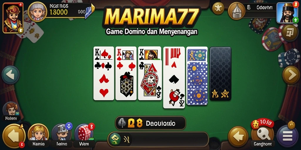Tampilan gameplay menarik dari MARIMA77 yang menggambarkan keseruan permainan Domino.