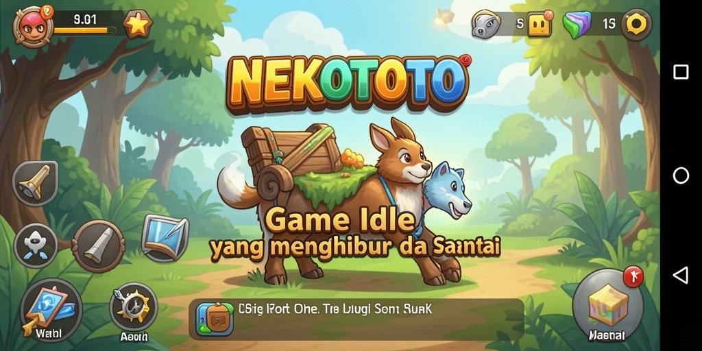 Tampilan gameplay utama NEKOTOTO dengan karakter lucu dan mekanisme Idle.