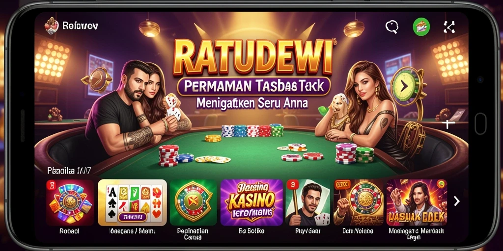 Tangkapan layar menunjukkan gameplay kasino yang seru dalam RATUDEWI.